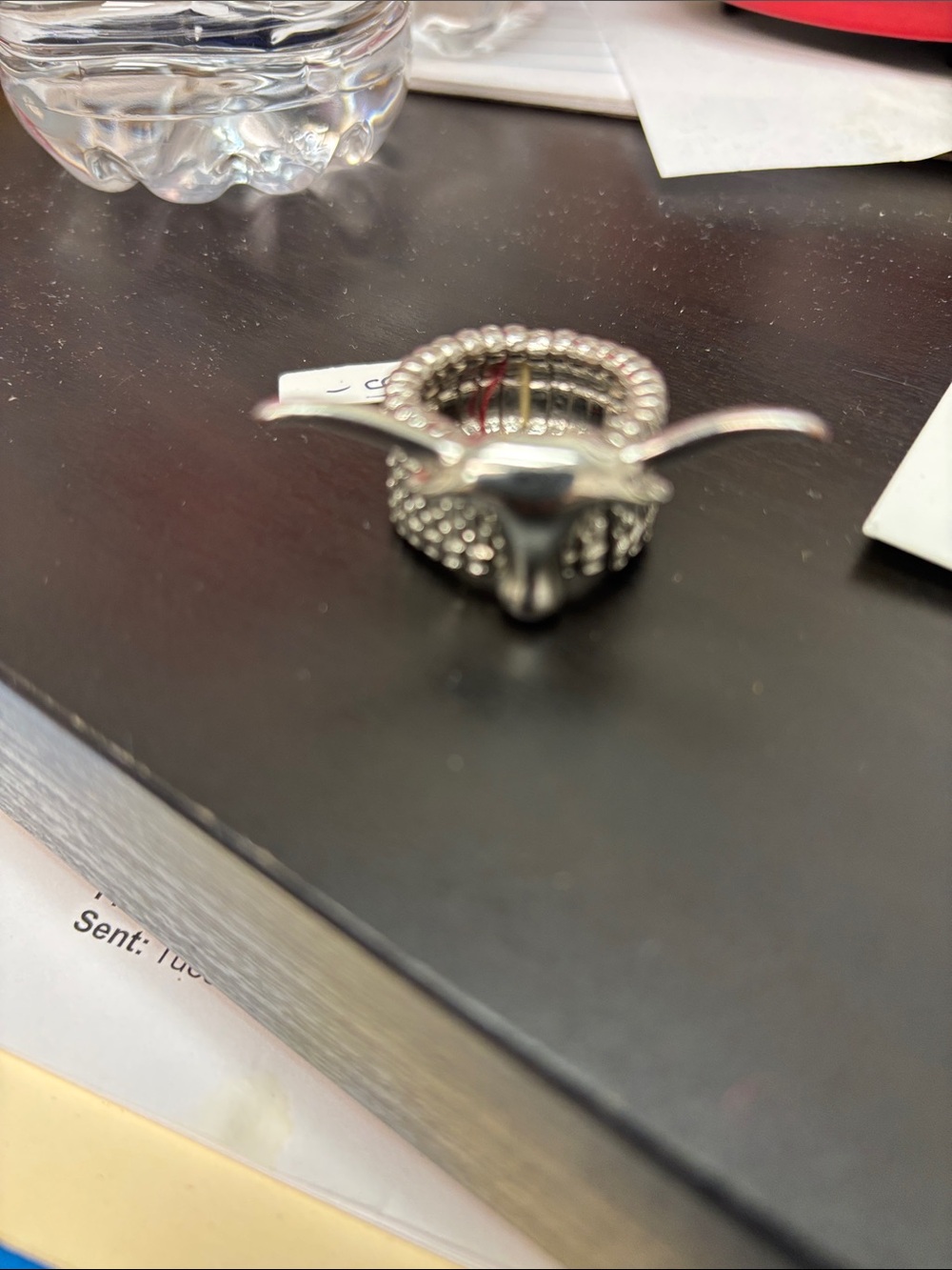 Men's Silver Longhorn Statement Ring - Polished Western Style